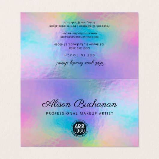 Holografisch script Modern Business Owner Business Visitekaartje (Buitenkant ongevouwen)
