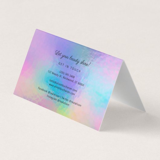 Holografisch script Modern Business Owner Business Visitekaartje (Achterkant)