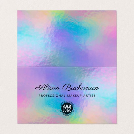 Holografisch script Modern Faux Rainbow Iridescent Visitekaartje (Buitenkant ongevouwen)