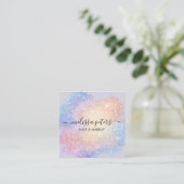 Holografisch script Moderne glitter Sparkle Vierkante Visitekaartje (Staand voorkant)