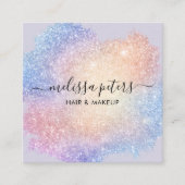 Holografisch script Moderne glitter Sparkle Vierkante Visitekaartje (Voorkant)