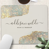 Holografisch Signature Script Modern Glam Glitter Muismat