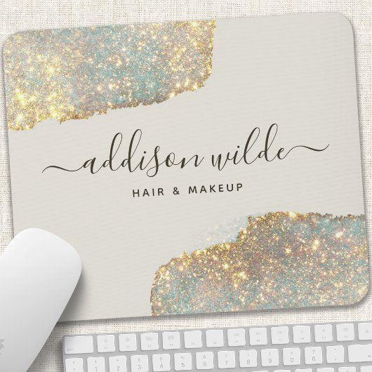 Holografisch Signature Script Modern Glam Glitter Muismat