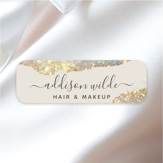 Holografisch Signature Script Modern Glam Glitter Naamplaatje