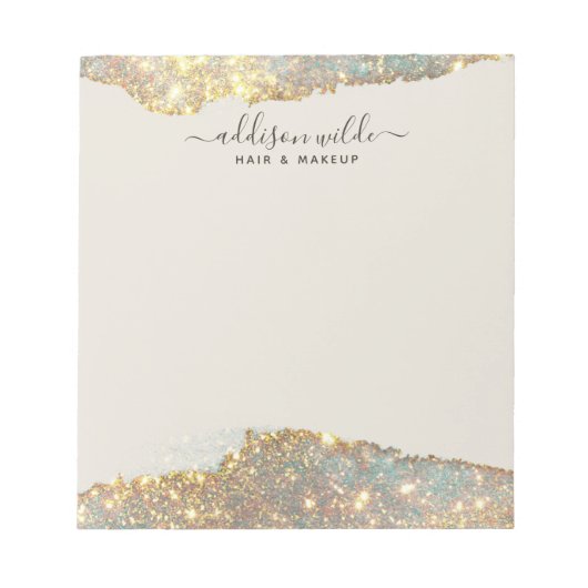 Holografisch Signature Script Modern Glam Glitter Notitieblok (Voorkant)
