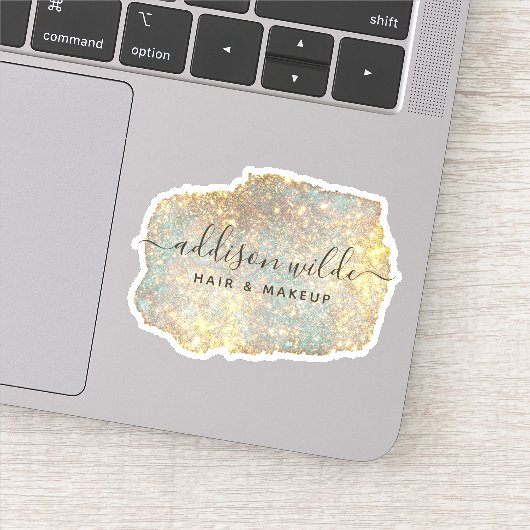 Holografisch Signature Script Modern Glam Glitter Sticker (Detail)
