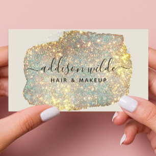 Holografisch Signature Script Modern Glitter QR Visitekaartje