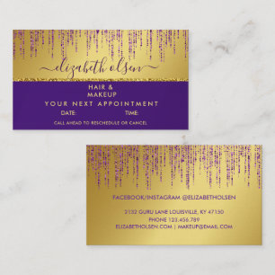 Holografisch Signature Script Modern Gouden Glitte Afsprakenkaartje