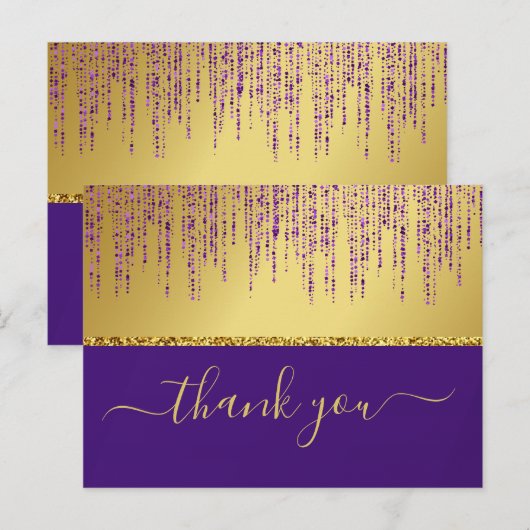 Holografisch Signature Script Modern Gouden Glitte Briefkaart (Voorkant / Achterkant)