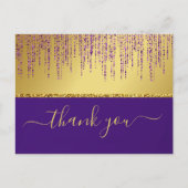 Holografisch Signature Script Modern Gouden Glitte Briefkaart (Voorkant)