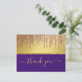 Holografisch Signature Script Modern Gouden Glitte Briefkaart (Staand voorkant)