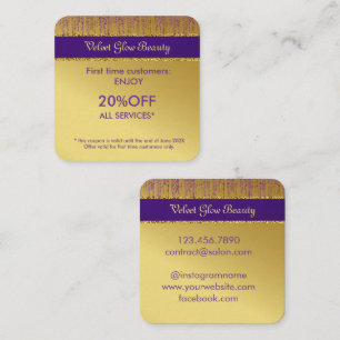 Holografisch Signature Script Modern Gouden Glitte Kortingskaartje