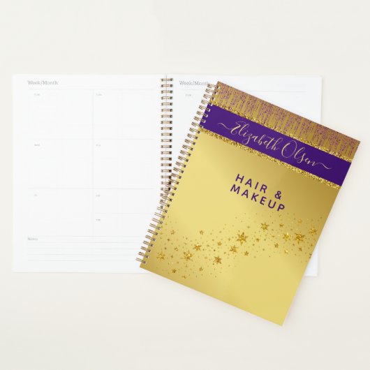 Holografisch Signature Script Modern Gouden Glitte Planner (Display)
