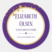 Holografisch Signature Script Modern Gouden Glitte Ronde Sticker (Voorkant)