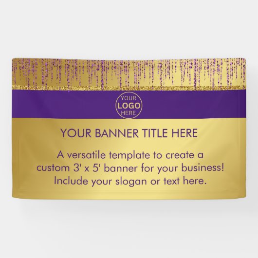 Holografisch Signature Script Modern Gouden Glitte Spandoek (Horizontaal)