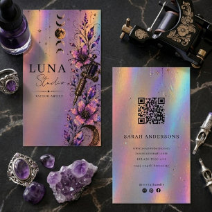 Holografisch Tattoo-artiesten Luxe Iriserende QR  Visitekaartje