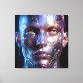 Holografisch Transparenter Menschlicher Kopf Canvas Afdruk