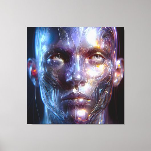 Holografisch Transparenter Menschlicher Kopf Canvas Afdruk (Voorkant)