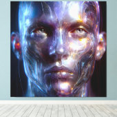 Holografisch Transparenter Menschlicher Kopf Canvas Afdruk (Insitu (Houten vloer))