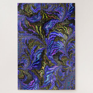 Holografisch uiterlijk kleurrijke fractale kunst o legpuzzel