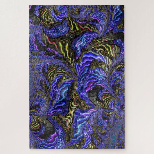 Holografisch uiterlijk kleurrijke fractale kunst o legpuzzel (Verticaal)