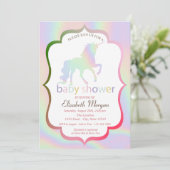 Holografisch Unicorn Baby shower Kaart (Staand voorkant)