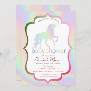 Holografisch Unicorn Baby shower Kaart