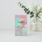 Holografisch Unicorn Glitter drukt haarsalon af Visitekaartje (Staand voorkant)