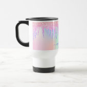 Holografisch unicorn glitter-regenboognaamscript reisbeker (Links)