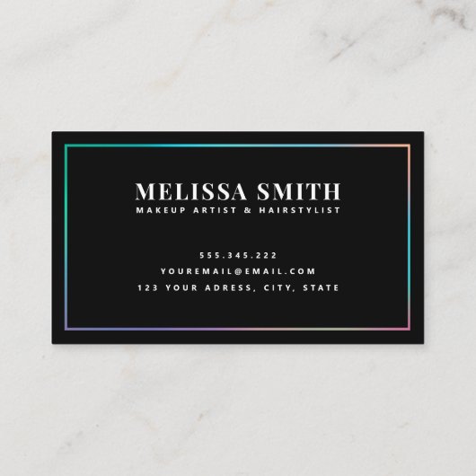 Holografisch unicorn Makeup-haar glitter druipt gl Visitekaartje (Achterkant)