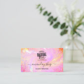 Holografisch Unicorn QR Code Logo Roze winkel Visitekaartje (Staand voorkant)