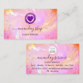 Holografisch Unicorn regenboogcode QR Logo Hart Visitekaartje (Voorkant / Achterkant)