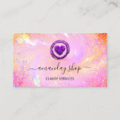 Holografisch Unicorn regenboogcode QR Logo Hart Visitekaartje (Voorkant)