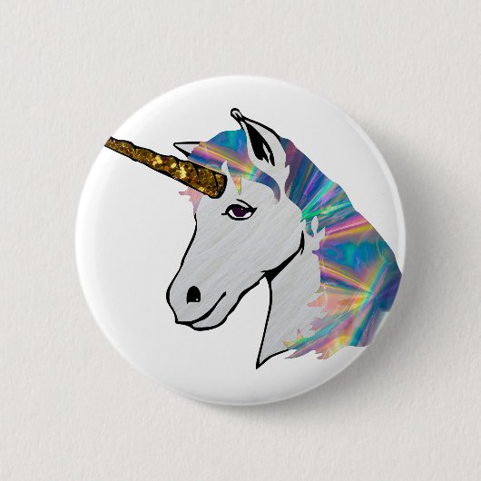 holografisch unicorn ronde button 5,7 cm (Voorkant)