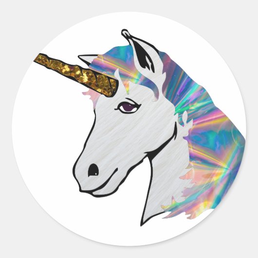 holografisch unicorn ronde sticker (Voorkant)