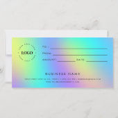 Holografisch Unicorn Zakelijk Cadeaucertificaat (Achterkant)