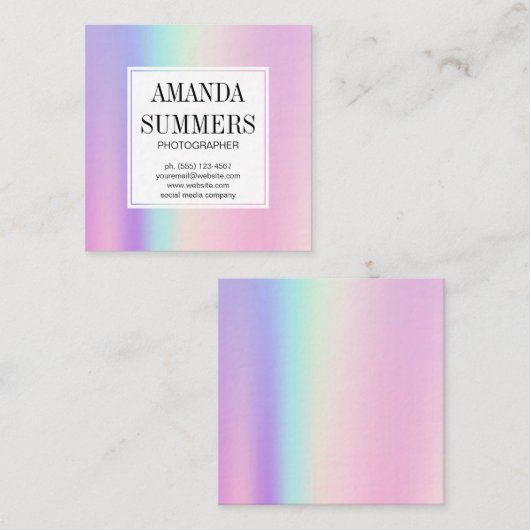 Holografisch verloop Achtergrond Vierkante Visitekaartje (Voorkant / Achterkant)