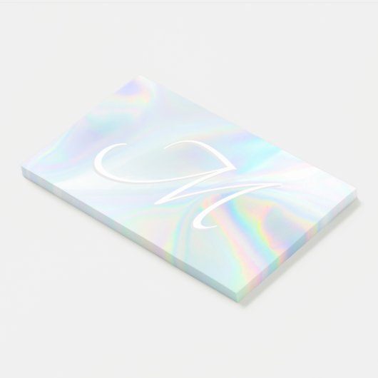 Holografisch verloop folie aangepast monogram init post-it® notes (Schuin)