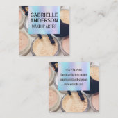 Holografisch verloop | Makeup Palette en Penselen Vierkante Visitekaartje (Voorkant / Achterkant)