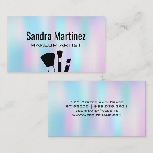 Holografisch verloop | Makeuppenselen Visitekaartje (Voorkant / Achterkant)