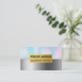 holografisch verloop | Metallic Visitekaartje (Staand voorkant)