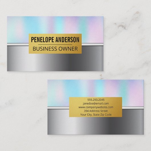 holografisch verloop | Metallic Visitekaartje (Voorkant / Achterkant)