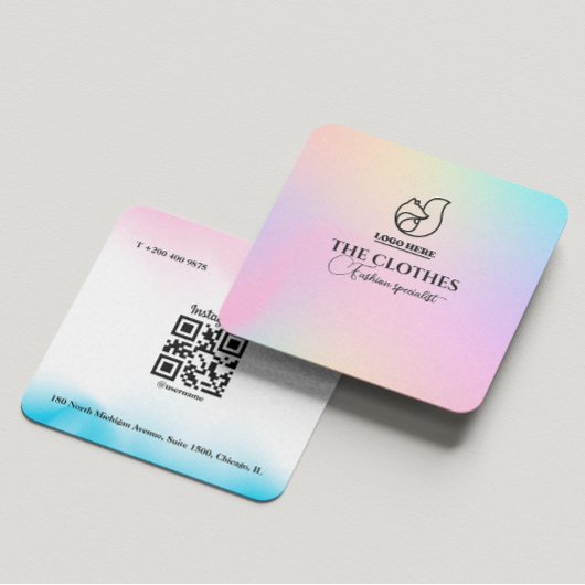 Holografisch verloop QR Code Kleding Store Logo Vierkante Visitekaartje
