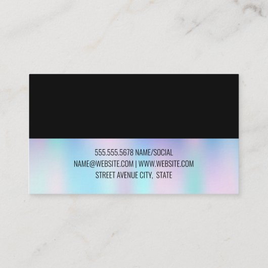 holografisch verloop | Zwart kleurenblok Visitekaartje (Achterkant)