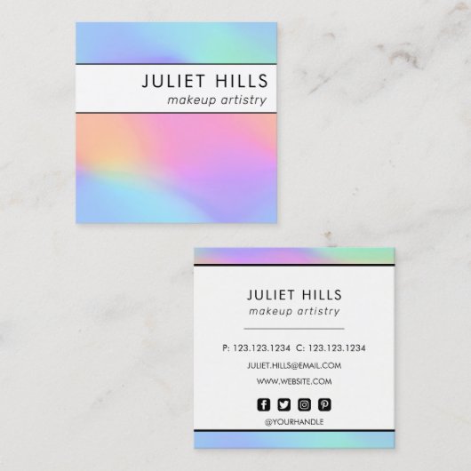 Holografisch vierkant Visitekaartje (Voorkant / Achterkant)