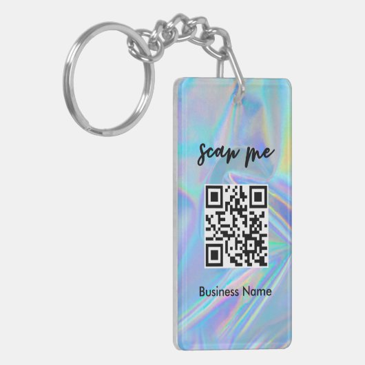 Holografisch Visitekaartje QR-code Uw Logo Sleutelhanger (Voorkant Links)