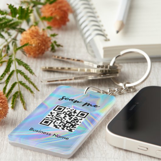 Holografisch Visitekaartje QR-code Uw Logo Sleutelhanger (Voorkant Rechts)