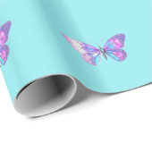  holografisch vlinderinpakpapier Aqua Cadeaupapier (Rol Hoek)