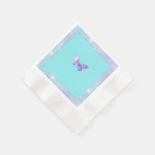  holografisch vlinderpapier Napkin Aqua Servet (Hoek)