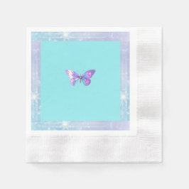 holografisch vlinderpapier Napkin Aqua Servet